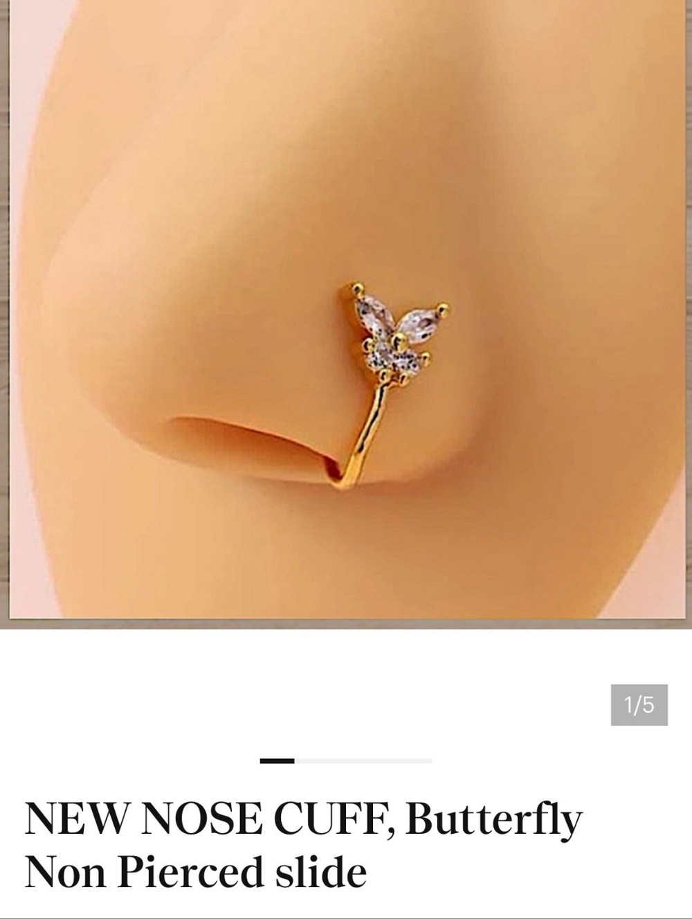 Gold Butterfly Nose Cuff - Non-Pierced